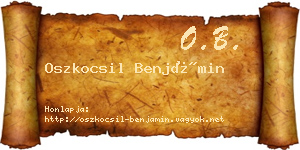 Oszkocsil Benjámin névjegykártya